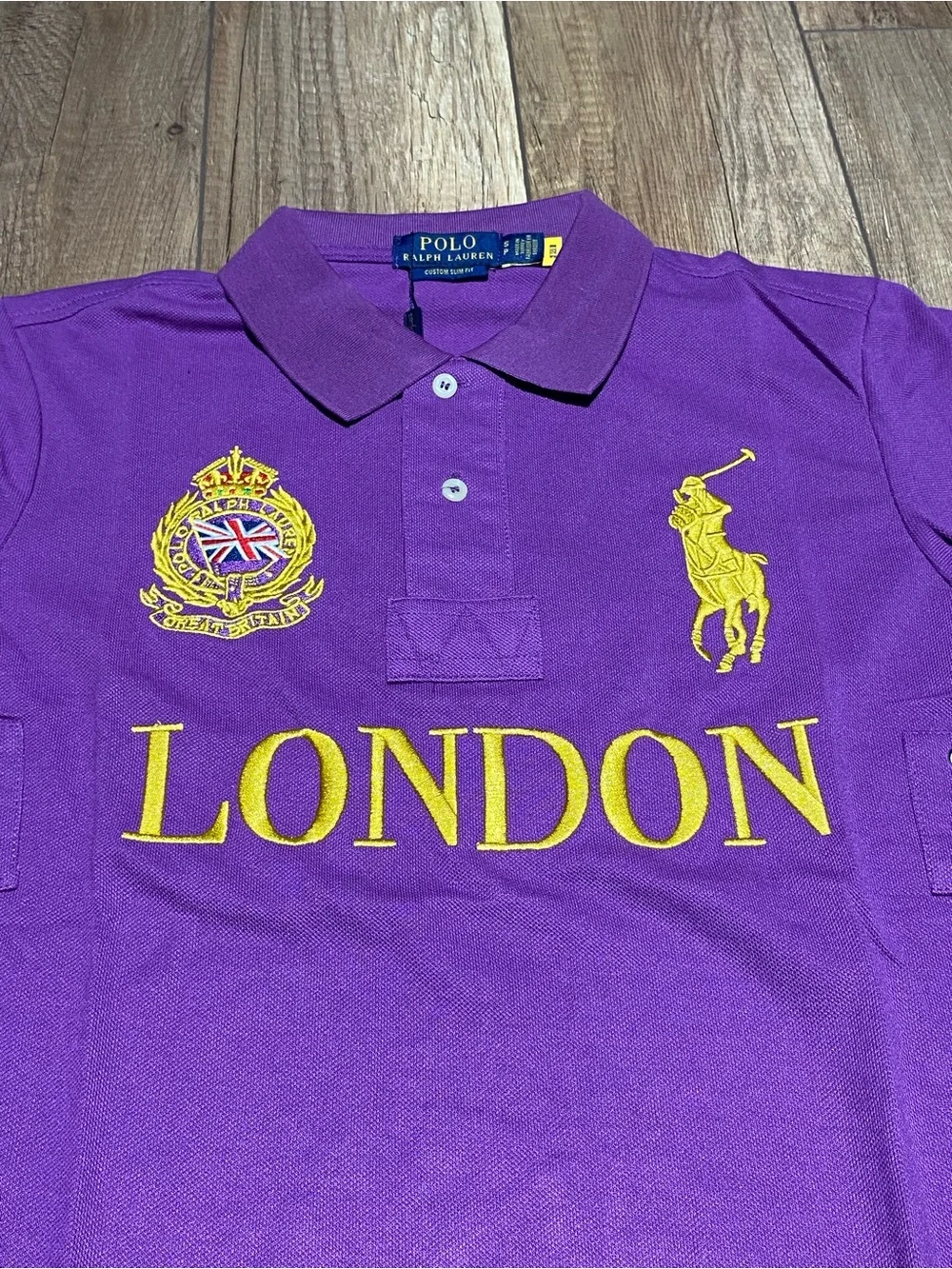 Polo Ralph Lauren Custom Slim Fit Purple London Polo Shirt Short Sleeve NWT